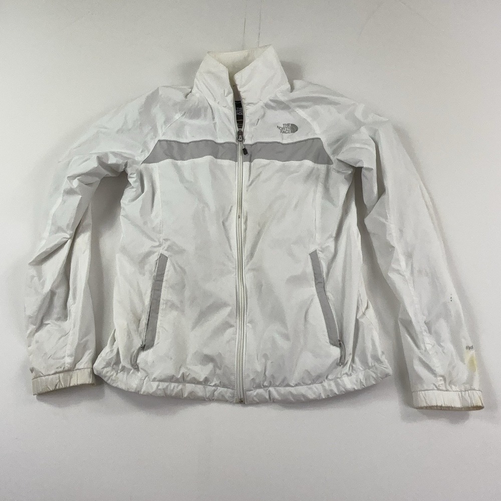 The North Face Jacket Womens Medium White Gray Full Zip Hydrenalite Windbreaker